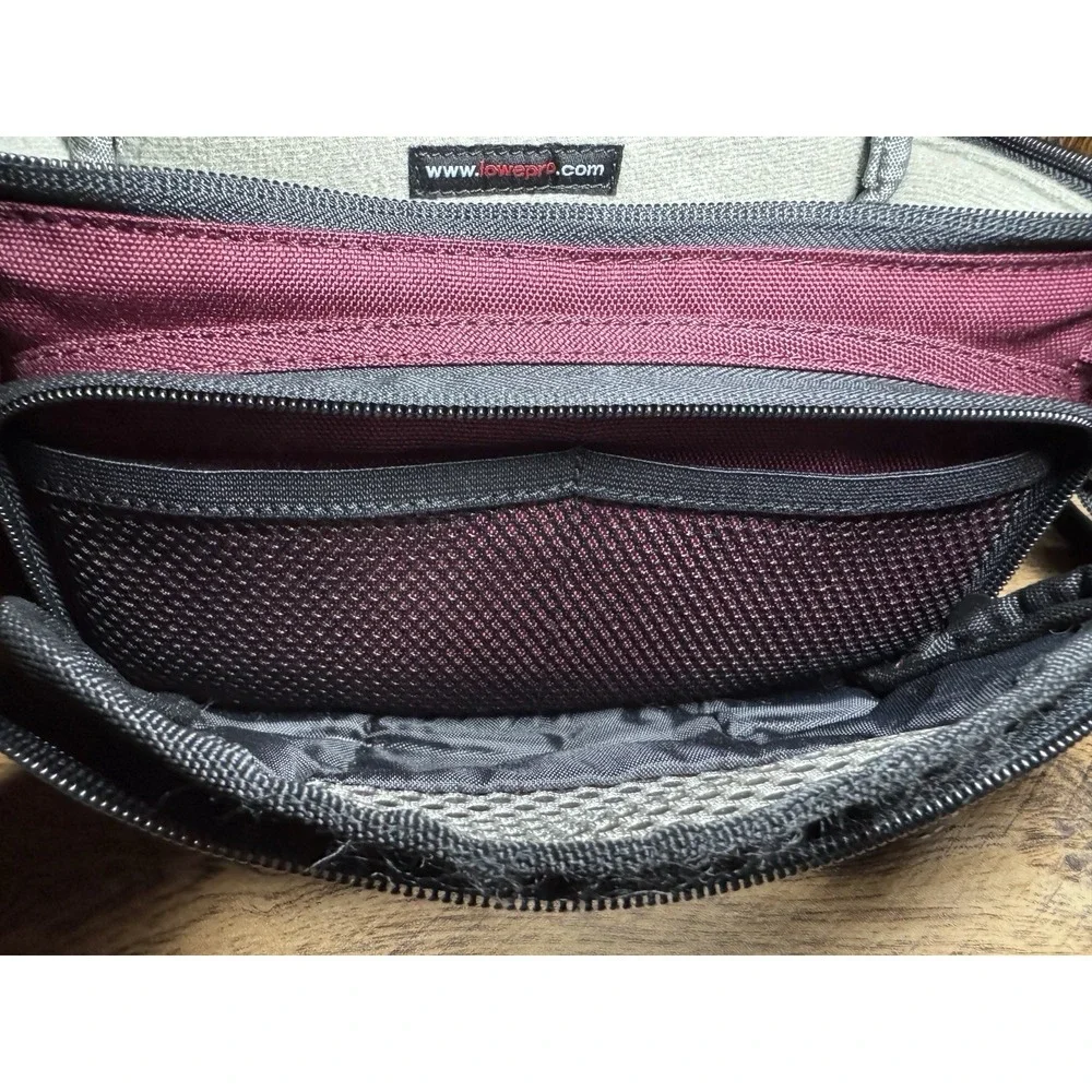 Lowepro‎ Edit 130 Burgundy Camera Bag Adjustable Shoulder Strap Side Pocket